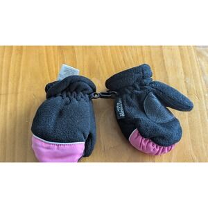 Thinsulate Kids Fleece Mittens Black Pink 40g Insulation FT39A679 One Size